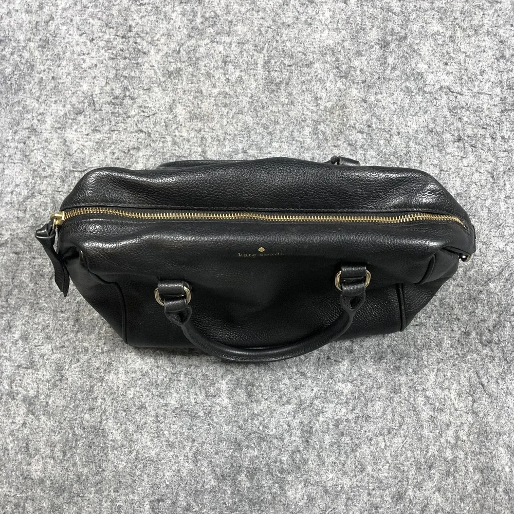 Kate Spade Satchel Bag Womens Medium Black Leather Top Handle Zip Shoulder Purse